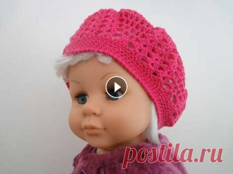Ажурный берет The openwork Crochet beret Ажурный берет на ОкГ= 52 - 56 см Пряжа - Titan Wool Egitto хлопок 100% 50г - 145 м Вес берета 57 г Крючок 2 мм...