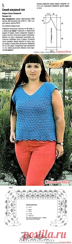 Топ\реглан цвета индиго. Крючок. - ВЯЗАНАЯ МОДА+ ДЛЯ НЕМОДЕЛЬНЫХ ДАМ - Страна Мам