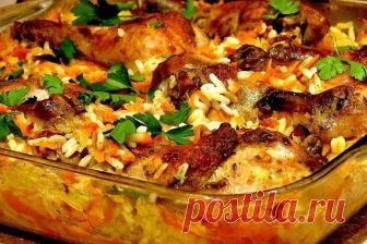 Сытное повседневное блюдо - Курица с рисом в духовке Отличная идея!