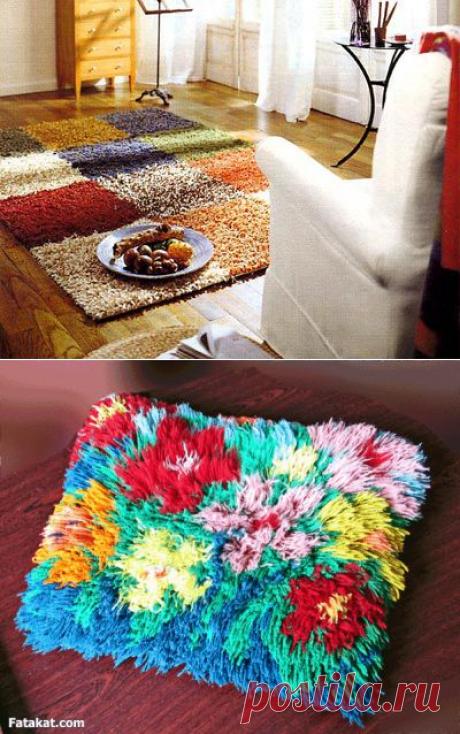 КАК СДЕЛАТЬ КОВРИК С ДЛИННЫМ ВОРСОМ. 2 СПОСОБА.
