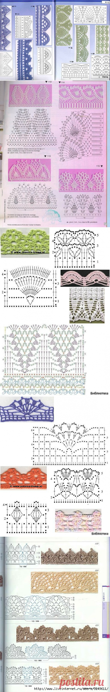 Схемы обвязки края крючком