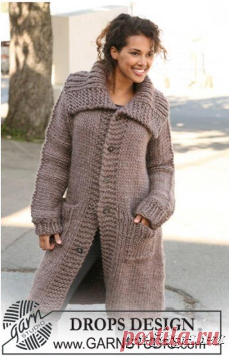 Вязаные пальто спицами с описанием для размеров S – XXXL