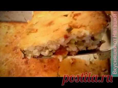Ленивый заливной пирог с капустой, рисом, яйцами и зеленью 🍚🌿🐣