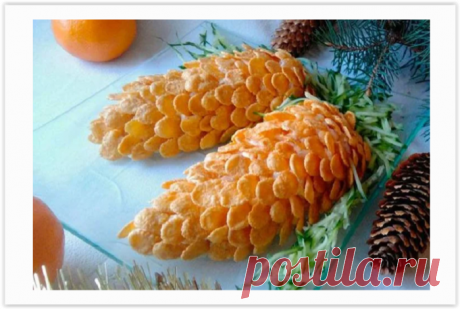 Новогодний салат "Сосновые шишки", украшенный кукурузными хлопьями!