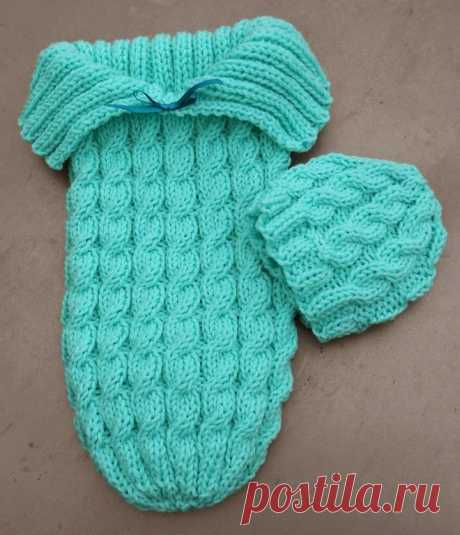 MyKnits.Ru: Кокон, конверт для малыша. Вязание спицами. Оригинал и мое исполнение