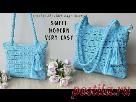 Сладкий и современный урок по вязанию сумки через плечо крючком ~ (доступны субтитры)