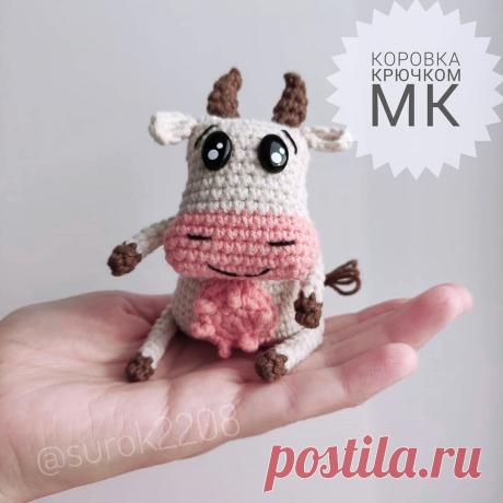 PDF Коровка крючком. FREE crochet pattern; Аmigurumi animal patterns. Амигуруми схемы и описания на русском. Вязаные игрушки и поделки своими руками #amimore - корова, маленькая коровка, телёнок, бык, бычок.