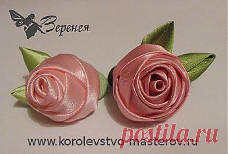 Роза из атласной ленты