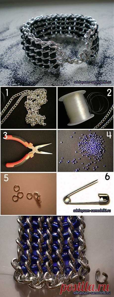 Красивый браслет из бисера и цепочки » Сделай сам своими руками, подели, самоделки, подарки, украшения