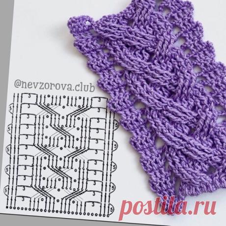 #полезное@modnoe.vyazanie
Узор крючком "Коса". Схема.