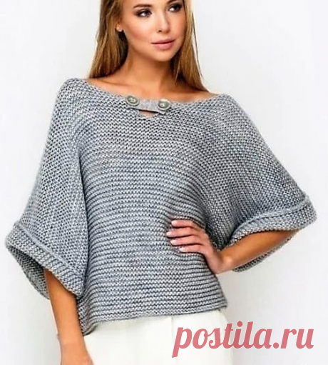 Пуловер из журнала Phildar Вязаный спицами пуловер из французского журнала Phildar. Описание Модель вяжется единым