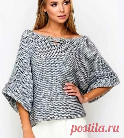 Пуловер из журнала Phildar Вязаный спицами пуловер из французского журнала Phildar. Описание  Модель вяжется единым