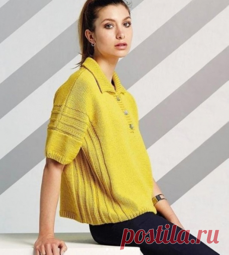 Желтый пуловер. Блог royal___knitting

Источник: https://www.instagram.com/p/CLzGHVHnLm1/

РАЗМЕРЫ
S (M) L (XL)
⠀
ШИРИНА ИЗДЕЛИЯ ПО ОБХВАТУ ГРУДИ
110 (114) 118 (123) см
⠀
ДЛИНА ИЗДЕЛИЯ
Примерно 55 (56) 57 (59) см
⠀
ВАМ ПОТРЕБУЕТСЯ
Пряжа (50% хлопка, 50% шерсти; 50 г/100 м) – 10 (10) 11 (12) мотков желтой;
прямые спицы №4,5 и 5; круговые спицы №4 длиной 80 см;
3 пуговицы диаметром 18 мм.
⠀
ЛИЦЕВАЯ ГЛАДЬ
В лицевых рядах вязать лицевые петли, в изнаночных рядах – изнаночные п...