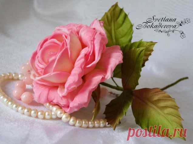 Розовая роза / Прочие виды рукоделия / Цветы из ткани