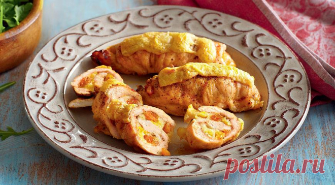 Рулетики из индейки с сыром и курагой, пошаговый рецепт с фото