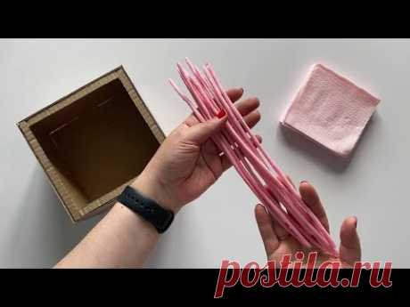 Шкатулка из картона и бумажных салфеток