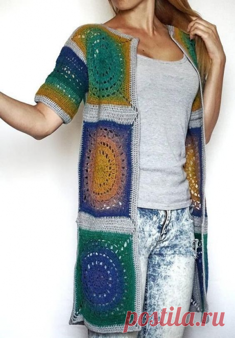 "Бабушкин квадрат" - универсальный рисунок,из него можно вязать самые разные вещи, например - кардиганы, жилеты, а также туники! | Юлия Жданова | Яндекс Дзен