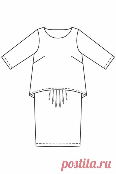 Платье с отрезной юбкой - выкройка № 105 из журнала 3/2016 Burda – выкройки платьев на Burdastyle.ru