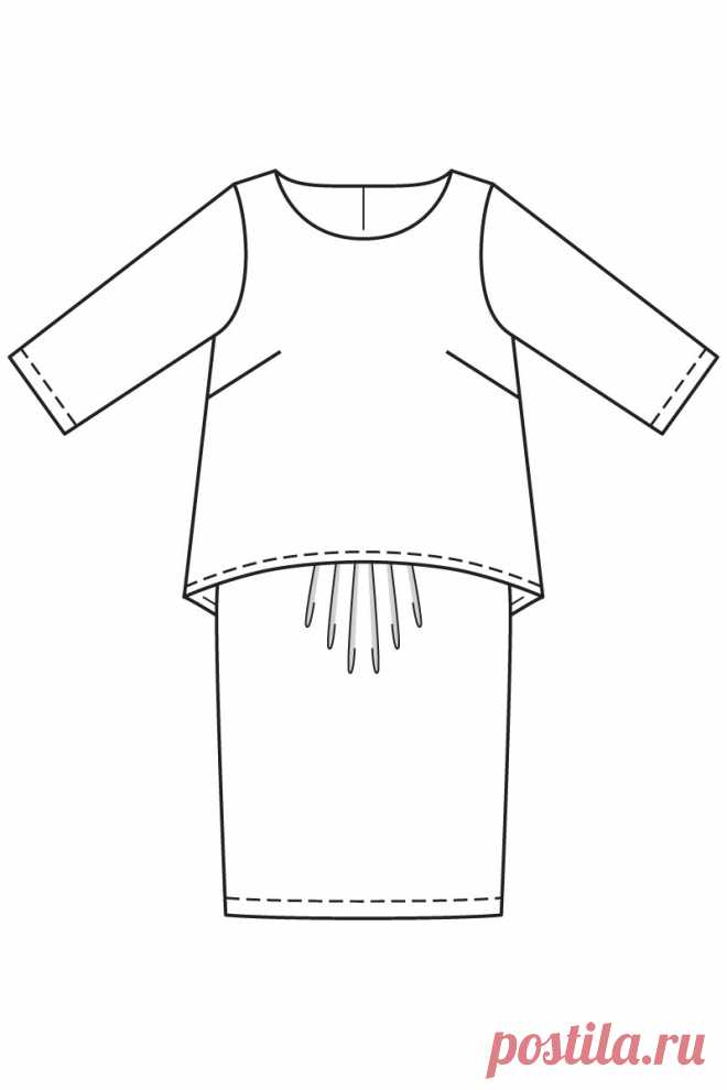 Платье с отрезной юбкой - выкройка № 105 из журнала 3/2016 Burda – выкройки платьев на Burdastyle.ru