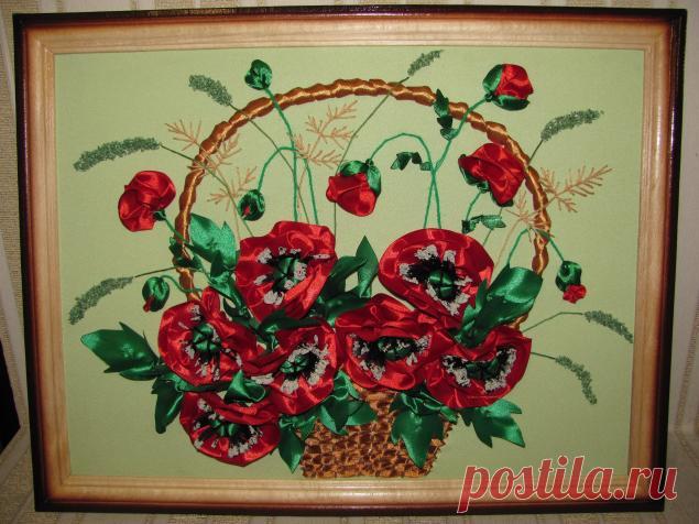 Мастер класс. Маки из атласных лент. - Ярмарка Мастеров - ручная работа, handmade