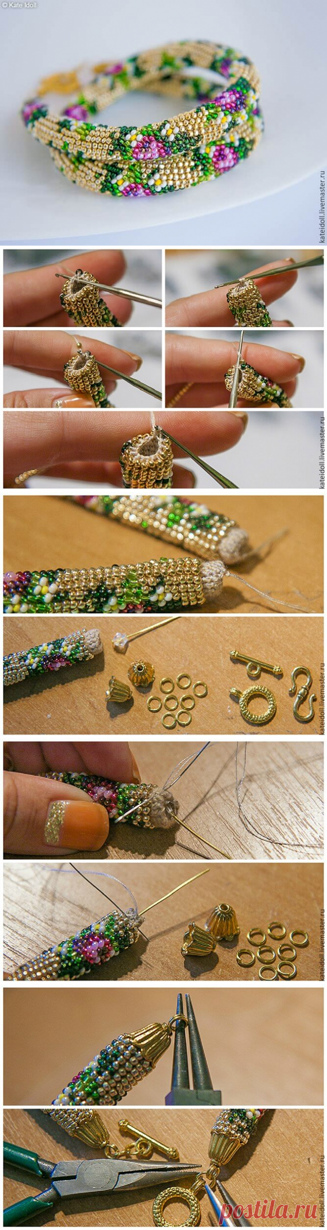 Вяжем бисерный жгут крючком. Недавно я наткнулась на подборку фантастических жгутов с красивыми орнаментами, и просто загорелась сделать что-то подобное! Тем более, я уже пробовала вязать бисерный жгут крючком, но без рисунка.

Конечно, набрать 3500 бисерин точно по рисунку намного сложнее, чем просто набрать 3500, но результат определенно стоит затраченых усилий! | Тысяча одна идея