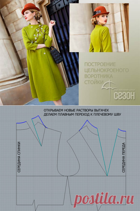 Клуб любителей шитья Сезон - сайт, где Вы можете узнать все о шитье - Цельнокроеная стойка – построение выкройки