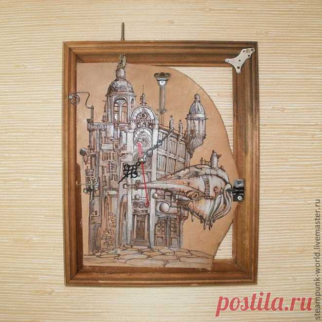 Настенные часы в стиле стимпанк "Воздушный замок" Steampunk - стим, стимпанк, стиль стимпанк