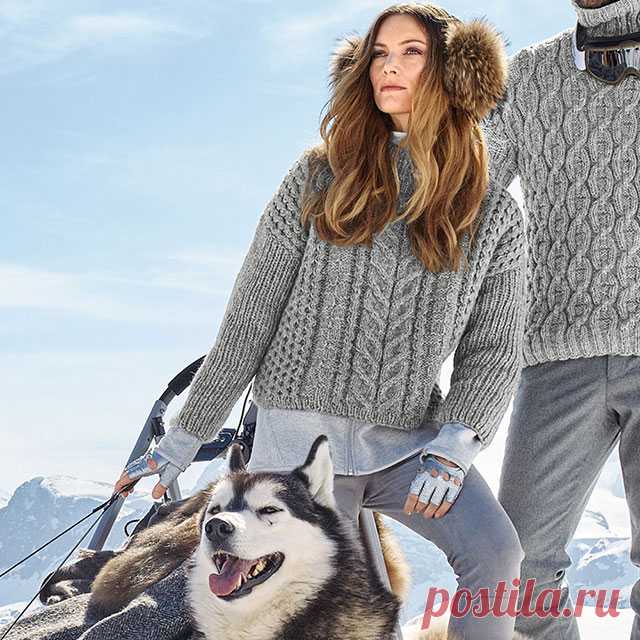 Свитер с центральной косой спицами – 4 схемы вязания с описанием косы по центру, видео МК