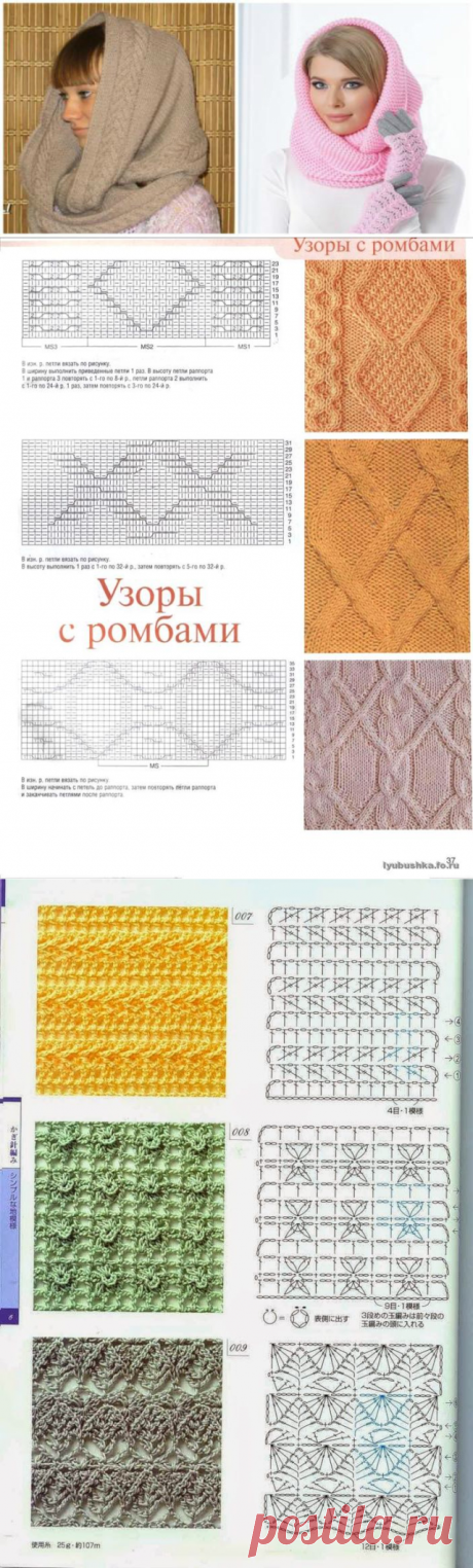 Как связать оригинальный шарф-снуд спицами и крючком, схемы и варианты узоров