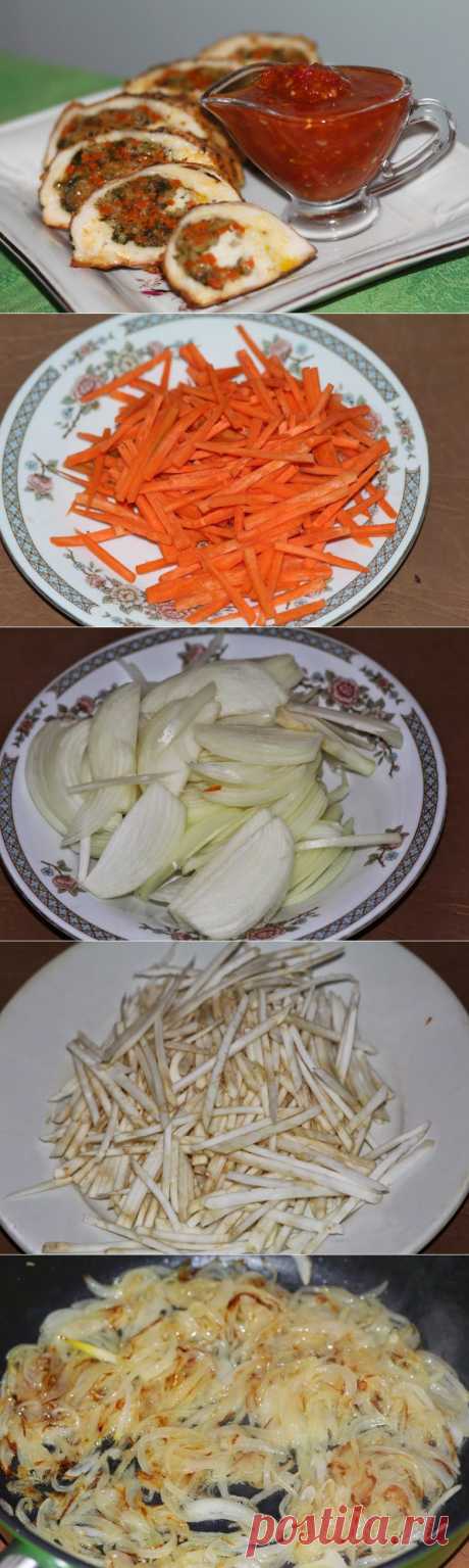 Куриная грудка, фаршированная овощами