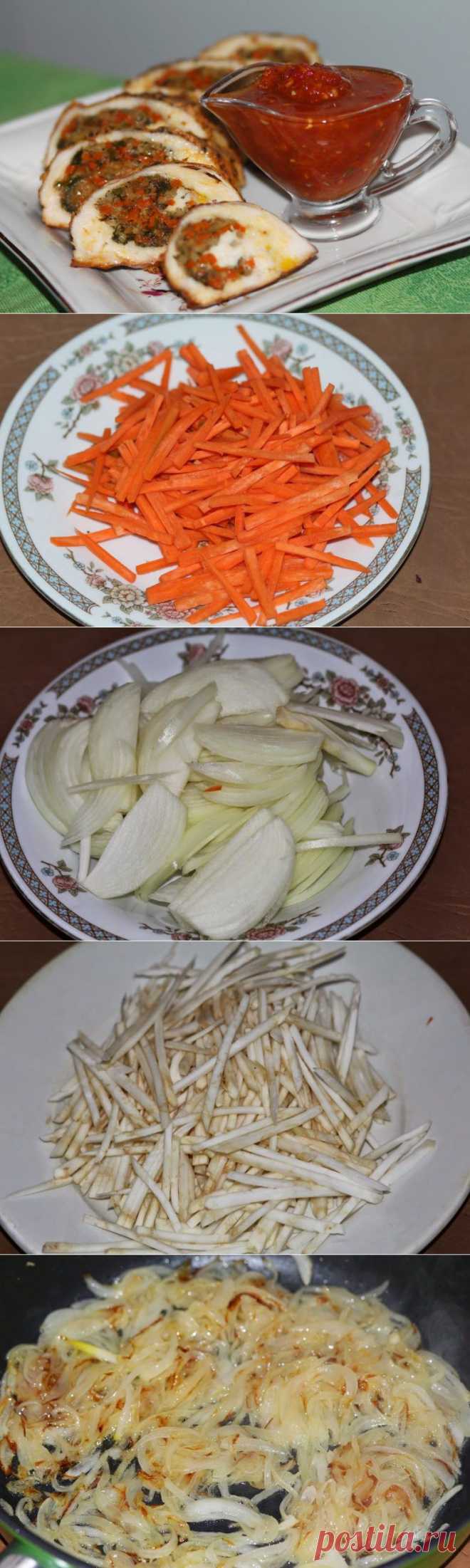 Куриная грудка, фаршированная овощами