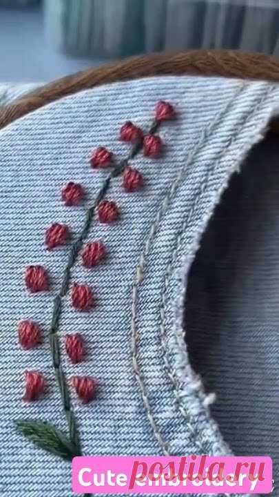 very beautiful easy embroidery tutorial on jeans #embroidery #embroiderydesign