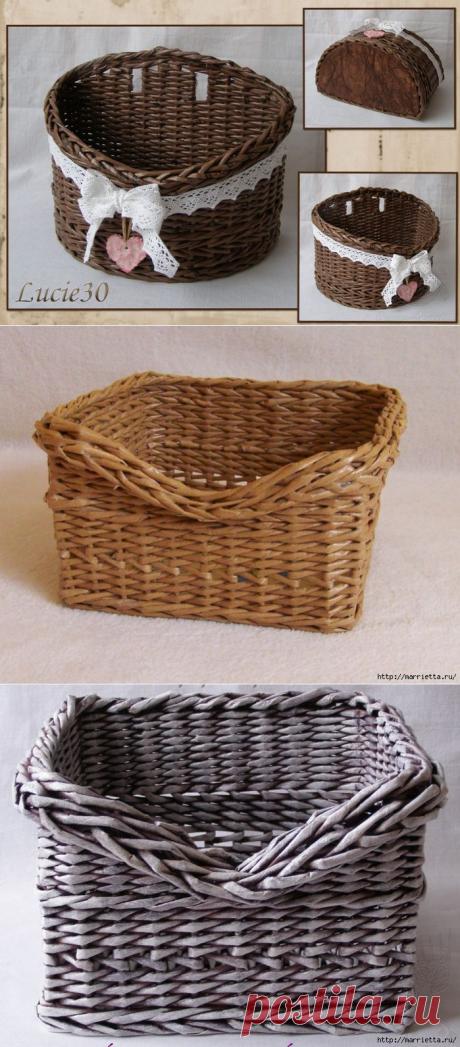 Мастер-класс по плетению скошенного верха корзинки.