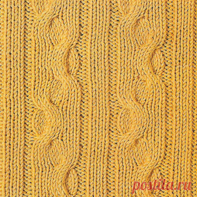 Узор № 12 - узорная полоска с косой. Схему вязания и условные обозначения вы сможете увидеть на сайте.