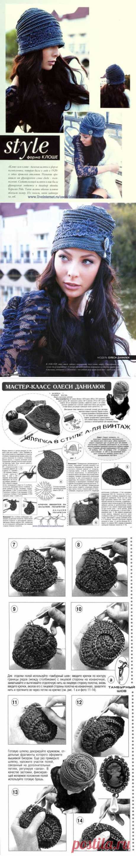 Вязание крючок.Винтажная шляпка крючком + МК.