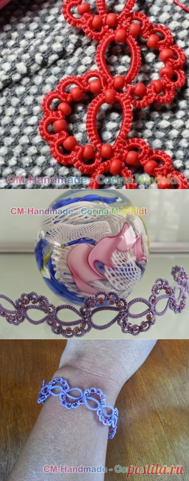 CM-Handmade: браслет 1 шаттл, бусы вокруг.