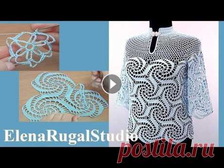 Нарядная ажурная кофточка из мотивов Мастер класс 129 часть 1 из 2 Нарядная ажурная кофточка из мотивов Мастер класс 129 часть 2 из 2 Для вязания кофточки потребуется 350-400 г пряжи 100% хлопок 565 метров в 100 грамм...