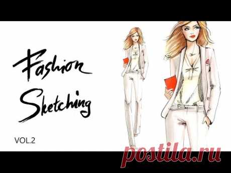 Fashion sketching Офисный стиль Часть 2  Скетч белого брючного костюма