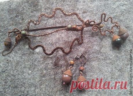 Осенняя эко-фибула wire wrap «Дубовый лист» – мастер-класс для начинающих и профессионалов