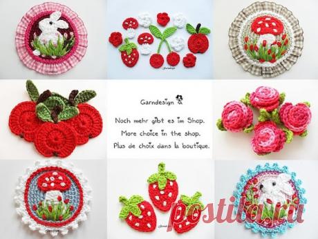 Аппликации #крючком. Идеи для творчества.