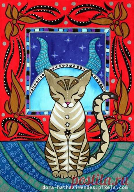 Знаки зодиака нарисовали в виде причудливых кошек