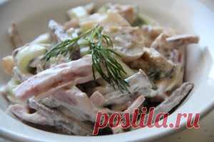 Салат с языком, грибами и ветчиной | Бон Чибо - ресторан итальянской кухни