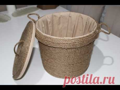 MUHTEŞEM GERİ DÖNÜŞÜM.JÜT HALATTAN PRATİK SEPET  SAKSI YAPIMI. JÜTİPTEN NELERYAPILIR #kendinyap #diy