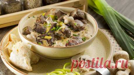 Рецепт тушеной куриной печени с грибами