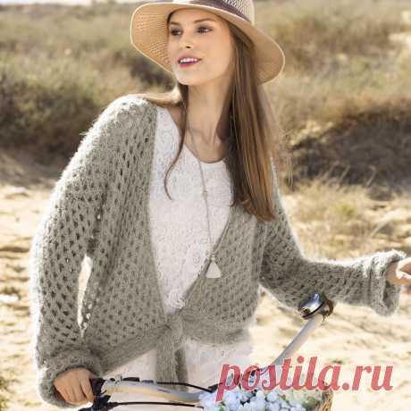 Кофта на завязках с ажурным узором - схема вязания спицами. Вяжем Кофты на Verena.ru