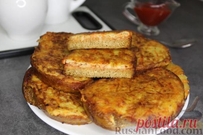 Рецепт: Горячие бутерброды с картофелем и морковью (на сковороде) на RussianFood.com