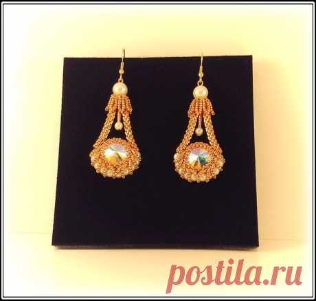 Серьги &quot;Pearl gold&quot; | biser.info - всё о бисере и бисерном творчестве
