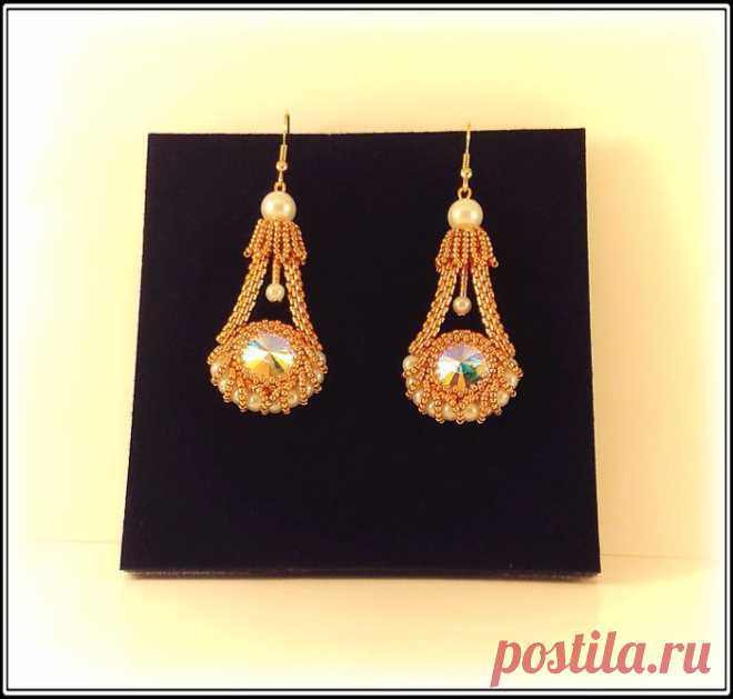 Серьги "Pearl gold" | biser.info - всё о бисере и бисерном творчестве