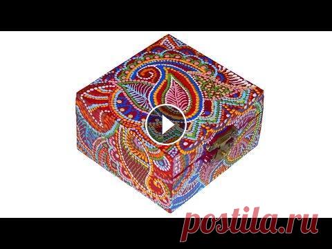 Деревянная шкатулка. Точечная роспись. Мастер класс Как просто и красиво можно украсить шкатулку своими руками методом точечной росписи с помощью контуров....