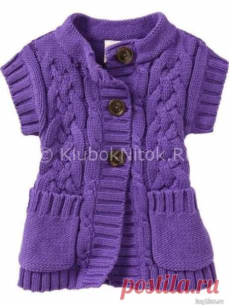 Стильная жилетка с косами | Вязание для девочек | Вязание спицами и крючком. Схемы вязания.